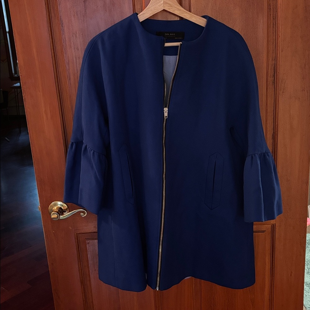 Adorable Royal Blue Coat with Puff Sleeves